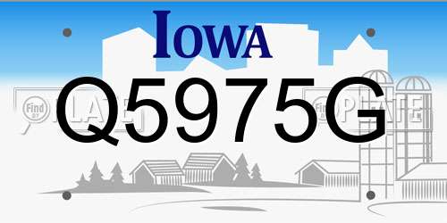 Q5975G Iowa License Plate