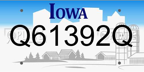 Q61392Q Iowa License Plate