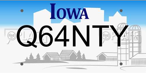 Q64NTY Iowa License Plate