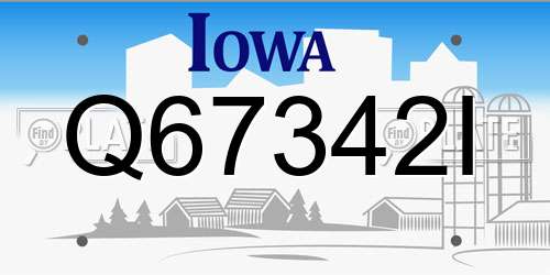 Q67342I Iowa License Plate