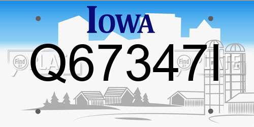 Q67347I Iowa License Plate