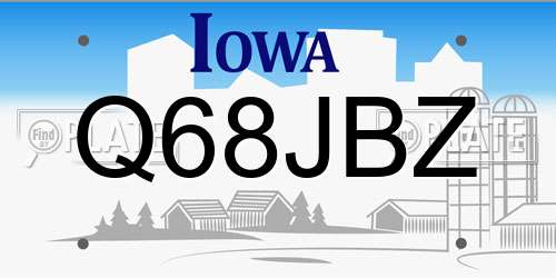 Q68JBZ Iowa License Plate