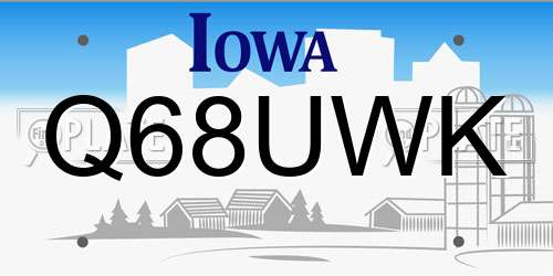 Q68UWK Iowa License Plate