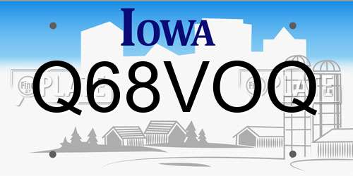 Q68VOQ Iowa License Plate