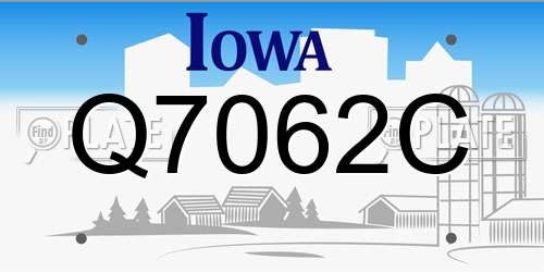 Q7062C Iowa License Plate