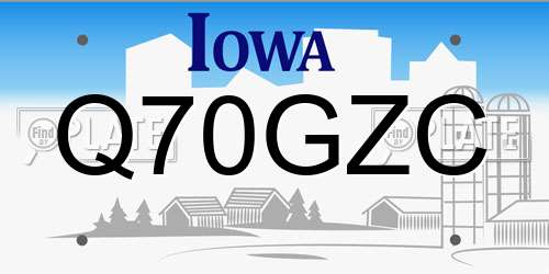 Q70GZC Iowa License Plate