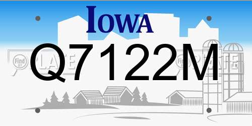 Q7122M Iowa License Plate