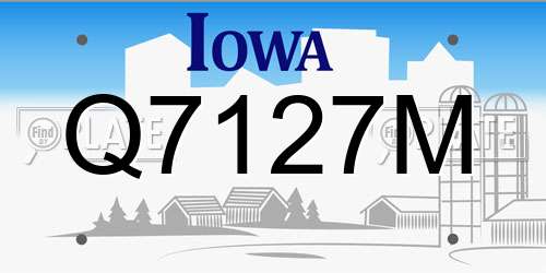 Q7127M Iowa License Plate