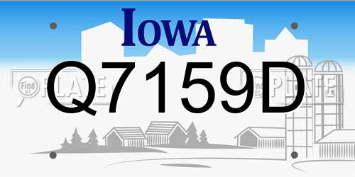 Q7159D Iowa License Plate