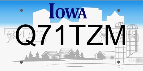 Q71TZM Iowa License Plate