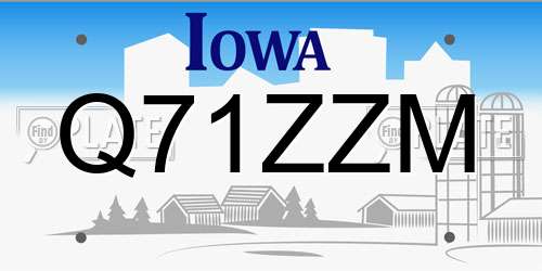 Q71ZZM Iowa License Plate