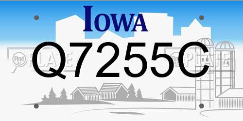 Q7255C Iowa License Plate
