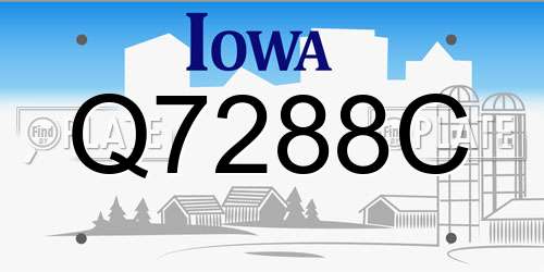 Q7288C Iowa License Plate