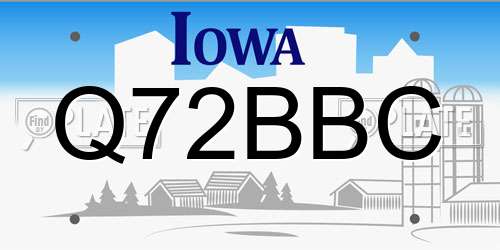Q72BBC Iowa License Plate
