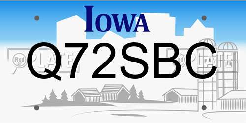Q72SBC Iowa License Plate