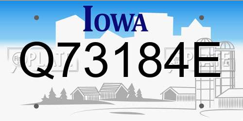 Q73184E Iowa License Plate