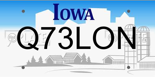 Q73LON Iowa License Plate
