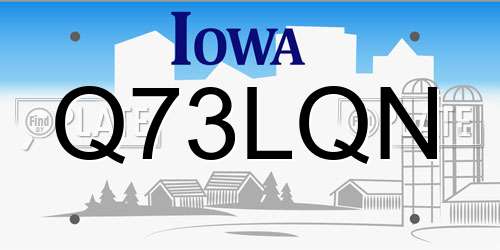 Q73LQN Iowa License Plate