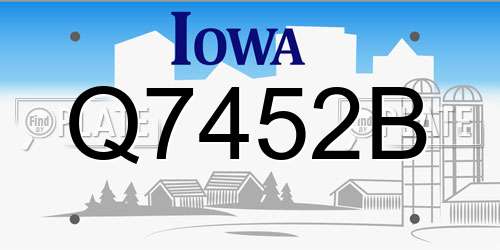 Q7452B Iowa License Plate