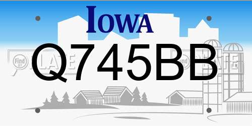 Q745BB Iowa License Plate