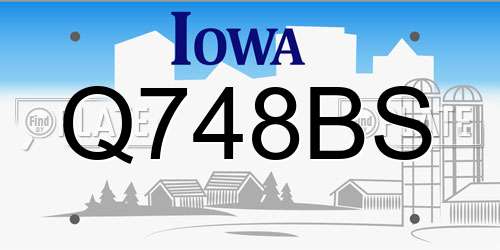 Q748BS Iowa License Plate