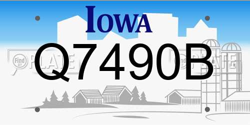 Q7490B Iowa License Plate