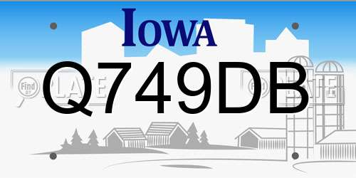 Q749DB Iowa License Plate