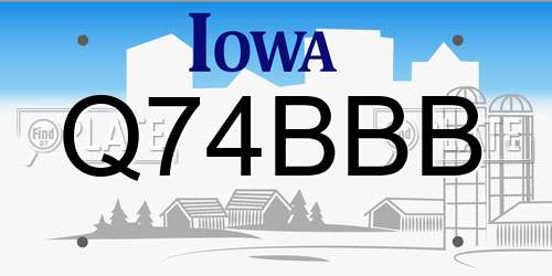 Q74BBB Iowa License Plate