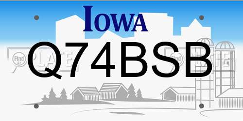 Q74BSB Iowa License Plate