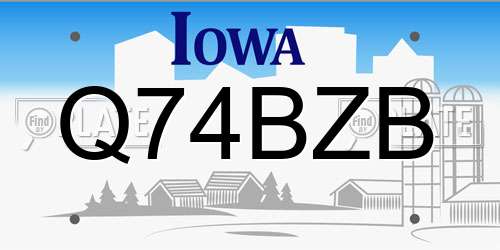 Q74BZB Iowa License Plate