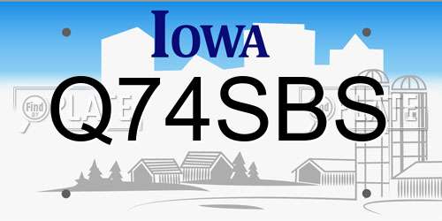 Q74SBS Iowa License Plate