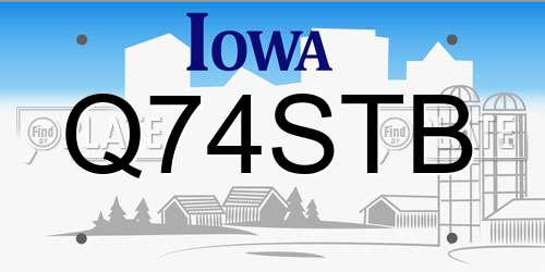 Q74STB Iowa License Plate