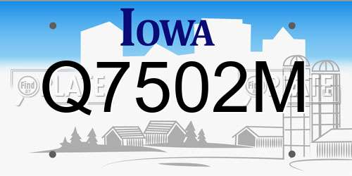 Q7502M Iowa License Plate