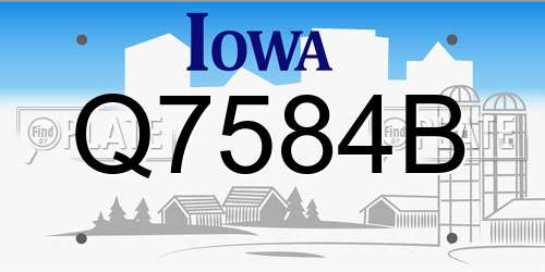 Q7584B Iowa License Plate