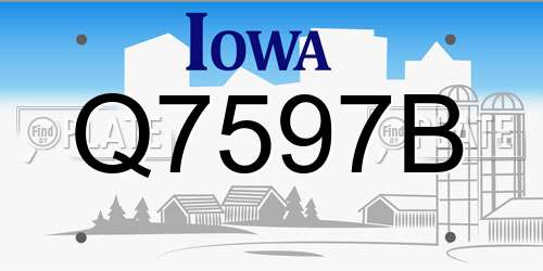 Q7597B Iowa License Plate