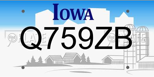 Q759ZB Iowa License Plate