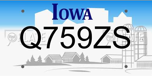 Q759ZS Iowa License Plate