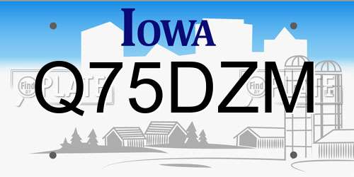 Q75DZM Iowa License Plate