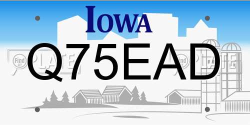 Q75EAD Iowa License Plate