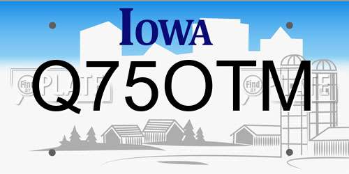 Q75OTM Iowa License Plate