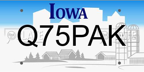 Q75PAK Iowa License Plate