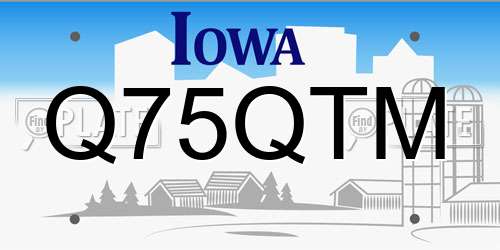 Q75QTM Iowa License Plate