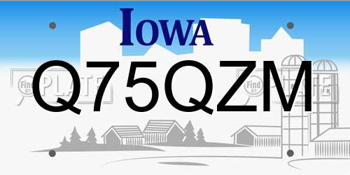 Q75QZM Iowa License Plate