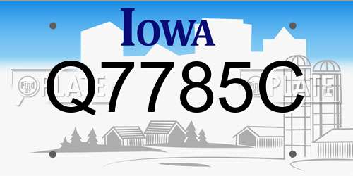 Q7785C Iowa License Plate