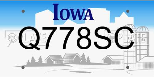 Q778SC Iowa License Plate
