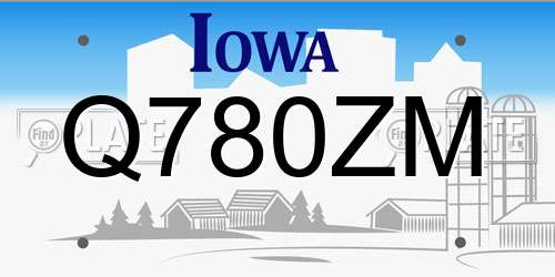 Q780ZM Iowa License Plate
