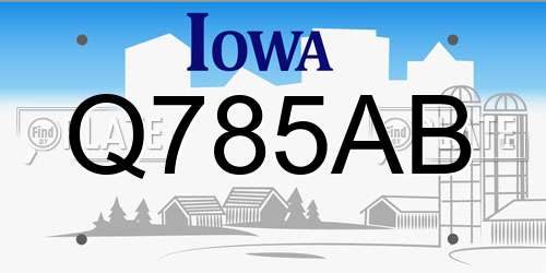 Q785AB Iowa License Plate