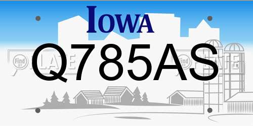 Q785AS Iowa License Plate