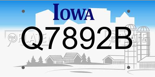 Q7892B Iowa License Plate