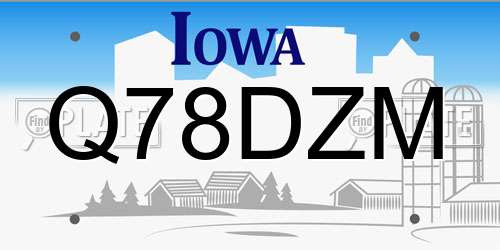 Q78DZM Iowa License Plate
